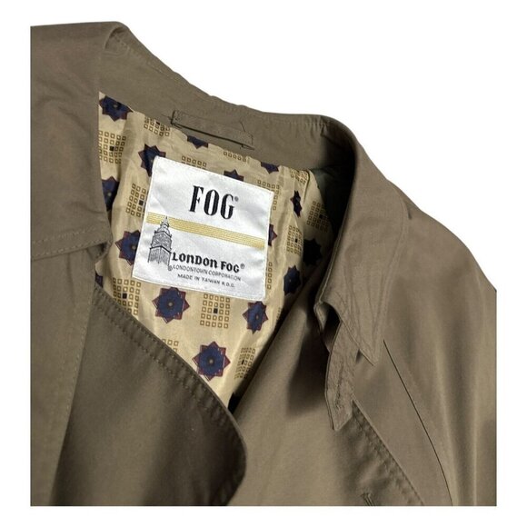 LONDON FOG Retro Y2K Luxury Designer Long Trench Water Resistant Coat Mens Large - Picture 3 of 5